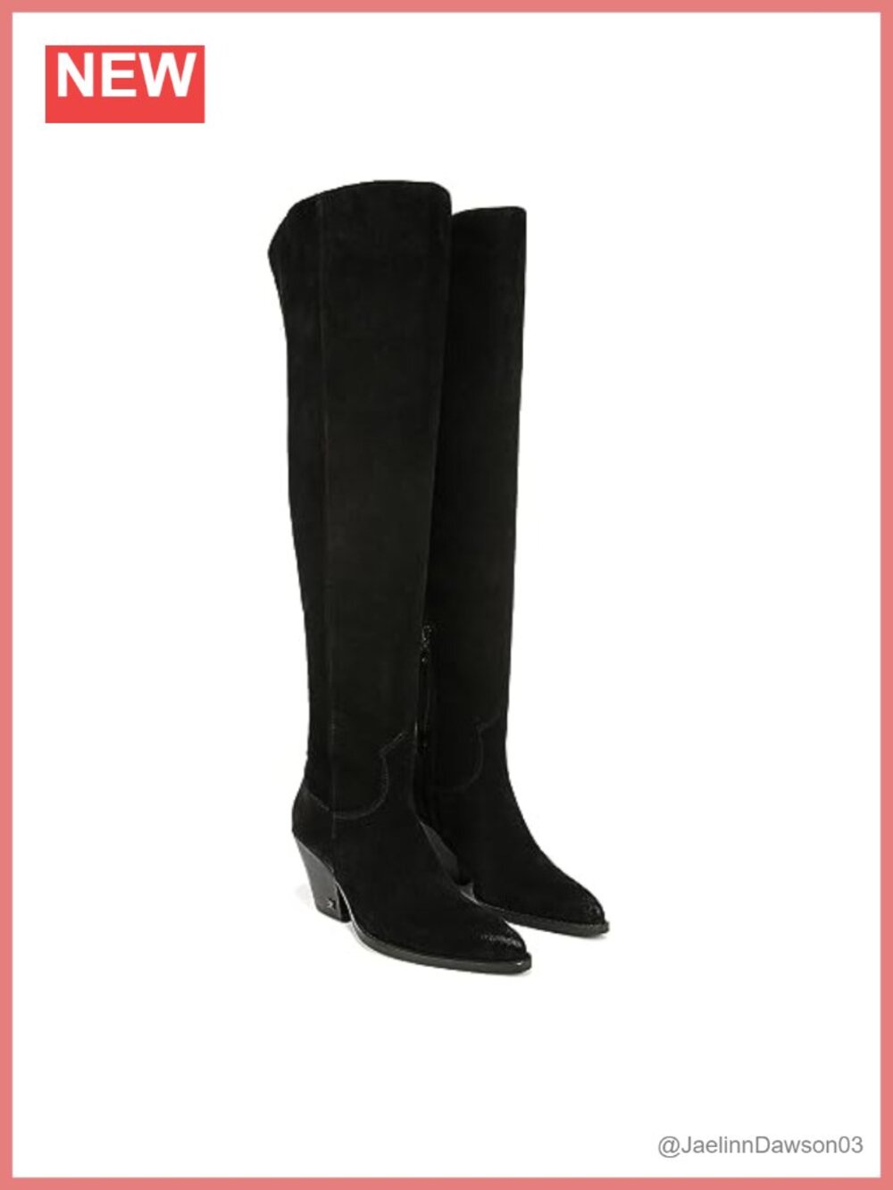 Women's Knee-High Snip Toe Leather Western Boots Block Heel